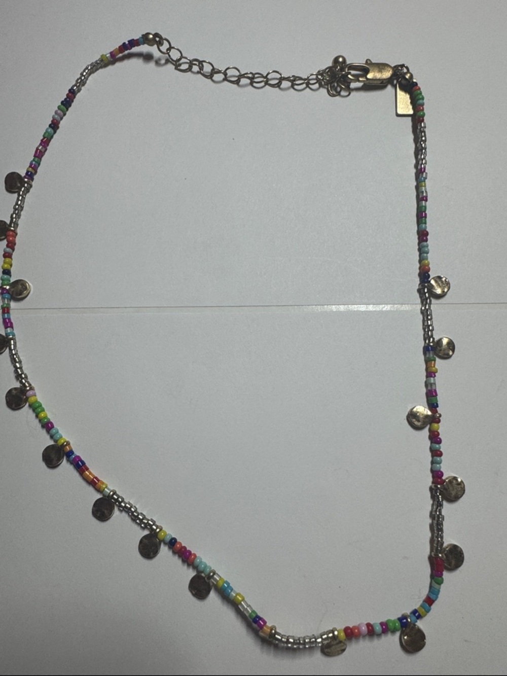 Bella Canvas Rainbow Seed Bead Necklace with Coin Charms